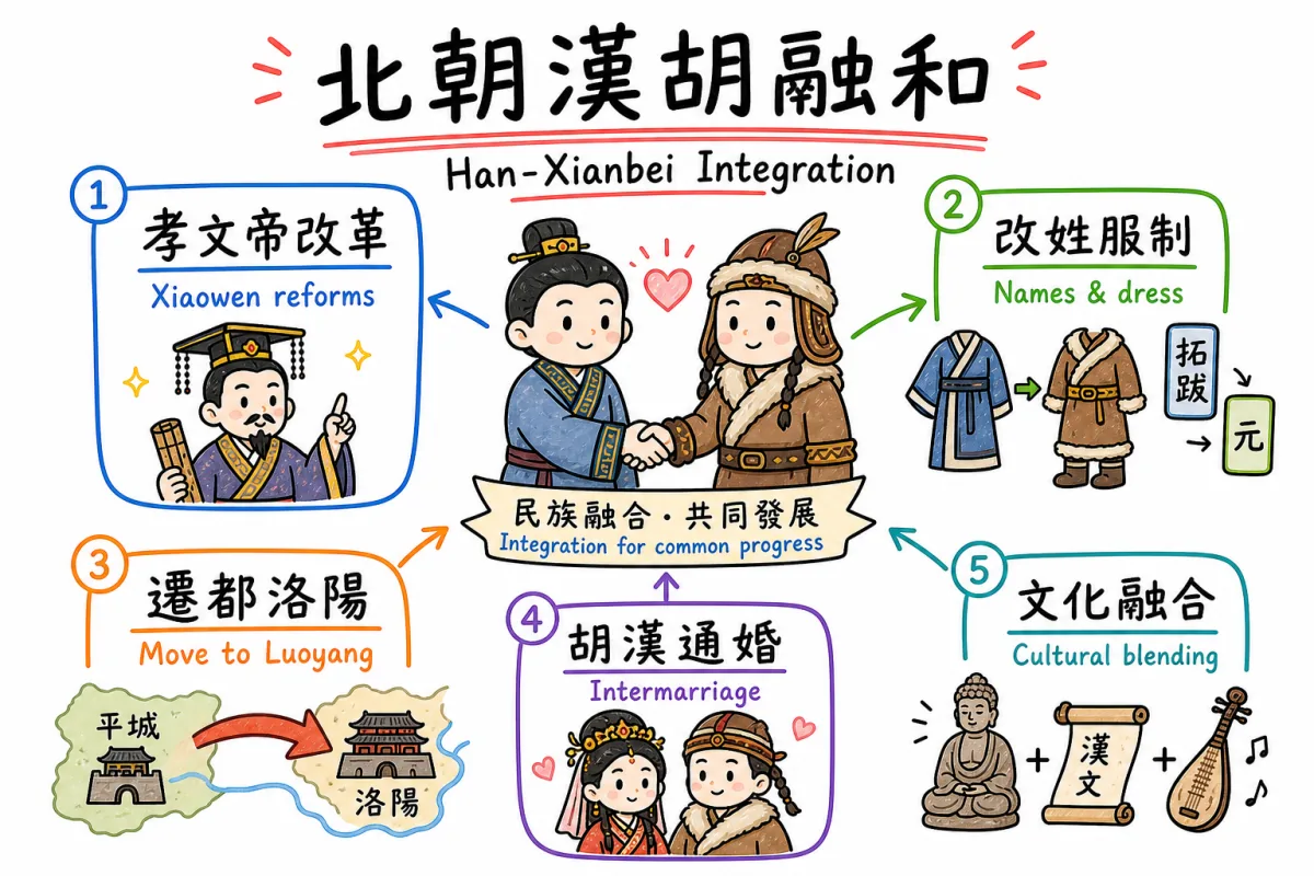 DSE 中史北方民族融合與孝文帝改革圖解