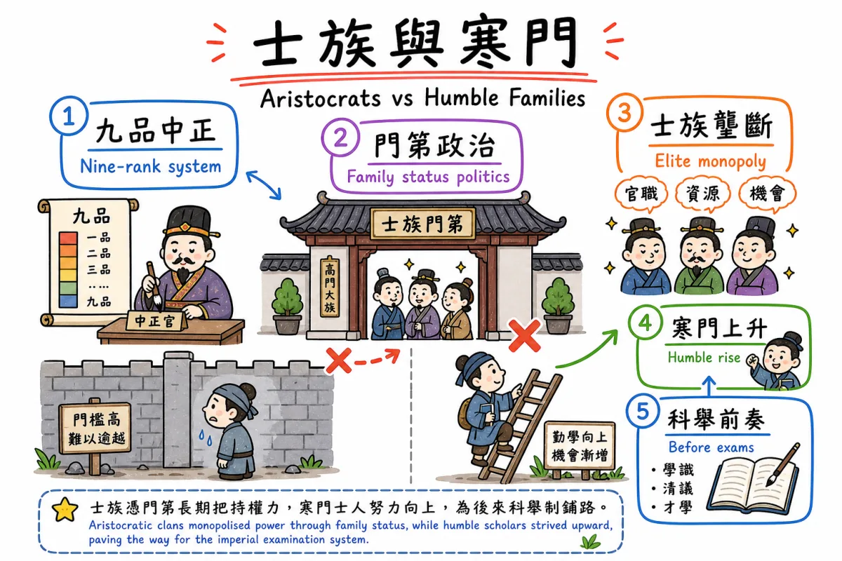 DSE 中史門第士族九品中正制圖解