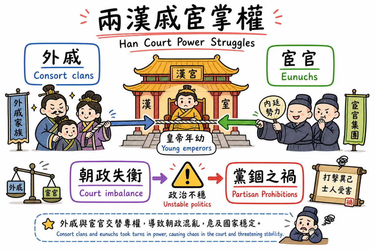 DSE 中史漢代朝廷權力與外戚宦官圖解