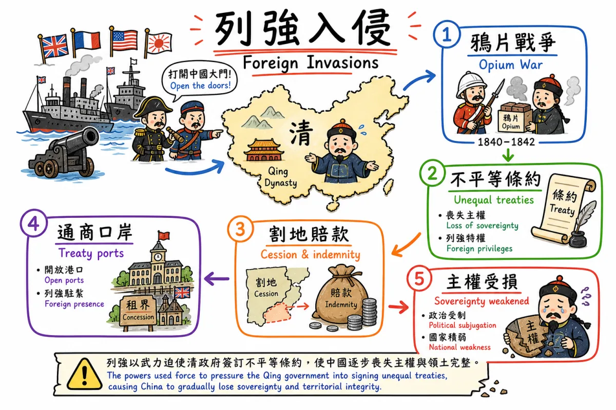 DSE 中史鴉片戰爭與不平等條約圖解